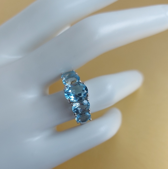 Natural Oval Sky Blue Topaz 9x7mm 925 Sterling Silver Jewelry Ring Sz 6.75/ 7.75 - Picture 3 of 6